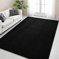 Black Area Rugs for Living Room Bedroom, 4x6 Modern Thickened Memory-Foam Throw Carpet, Super Soft Kids Boys Girls Rug, Non-Slip Washable Carpets for Dorm Nursery Classroom Office Decor