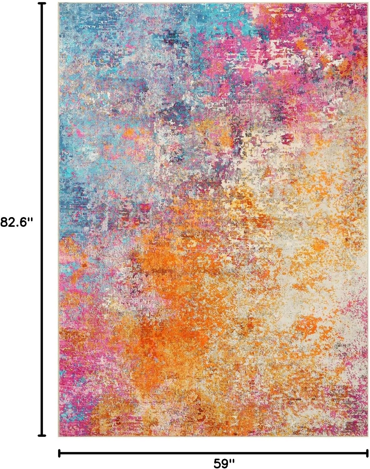 Modern Abstract Washable 5x7 Area Rugs for Living Room, Colorful Soft Bedroom Rug Low Pile Non Slip,Stain Resistance Dining Room Carpet for Nursery Office Entrance Home Office Decor