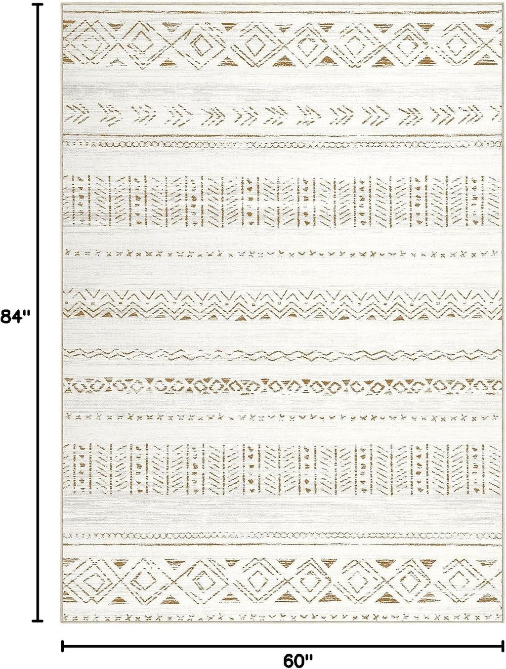 5x7 Area Rugs Living Room Rug: Washable Boho Rugs with Non Slip Backing Large Soft Indoor Stain Resistant Carpet for Bedroom Farmhouse Dining Room Lightweight Home Decor L Brown/Cream