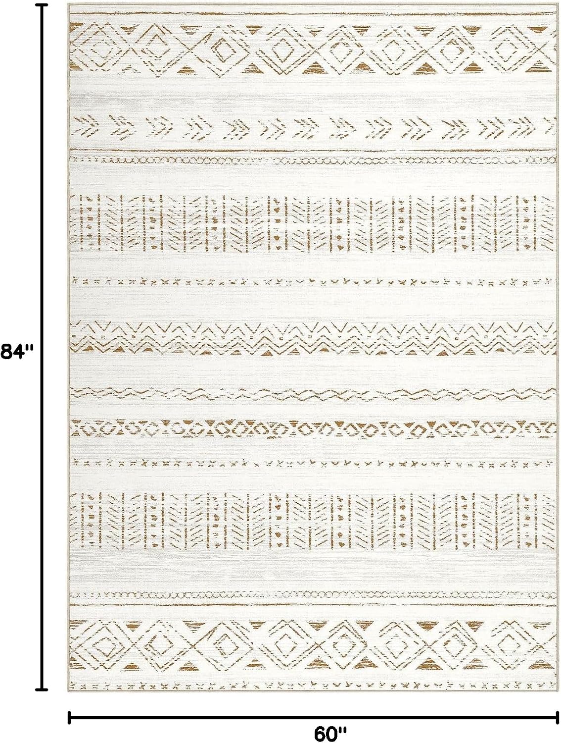 5x7 Area Rugs Living Room Rug: Washable Boho Rugs with Non Slip Backing Large Soft Indoor Stain Resistant Carpet for Bedroom Farmhouse Dining Room Lightweight Home Decor L Brown/Cream