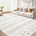 5x7 Area Rugs Living Room Rug: Washable Boho Rugs with Non Slip Backing Large Soft Indoor Stain Resistant Carpet for Bedroom Farmhouse Dining Room Lightweight Home Decor L Brown/Cream