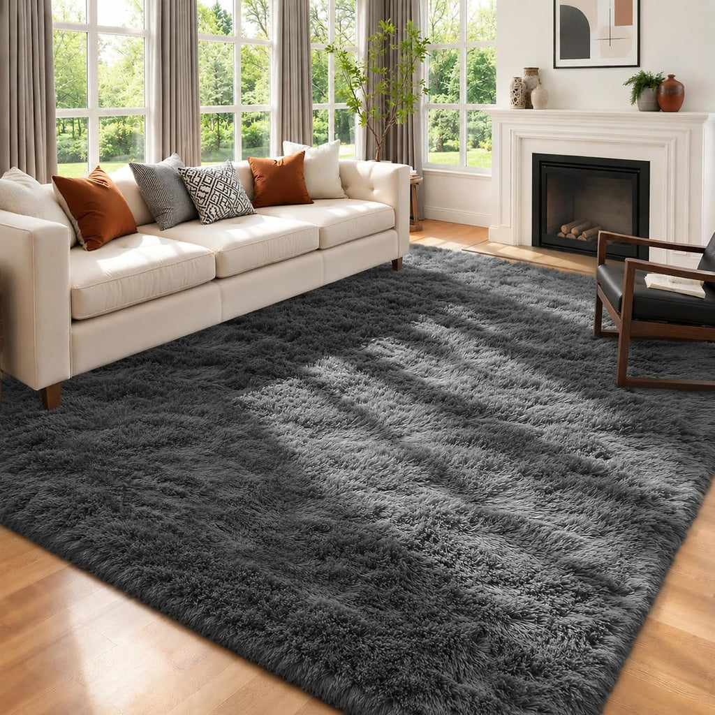 6x9 Area Rug for Living Room: Ultra Soft Fluffy Rug Modern Large Thicked Shag Rug for Bedroom Non Slip Indoor Fuzzy Carpets for Girls Kids Room Nursery Dorm Home Decor Grey