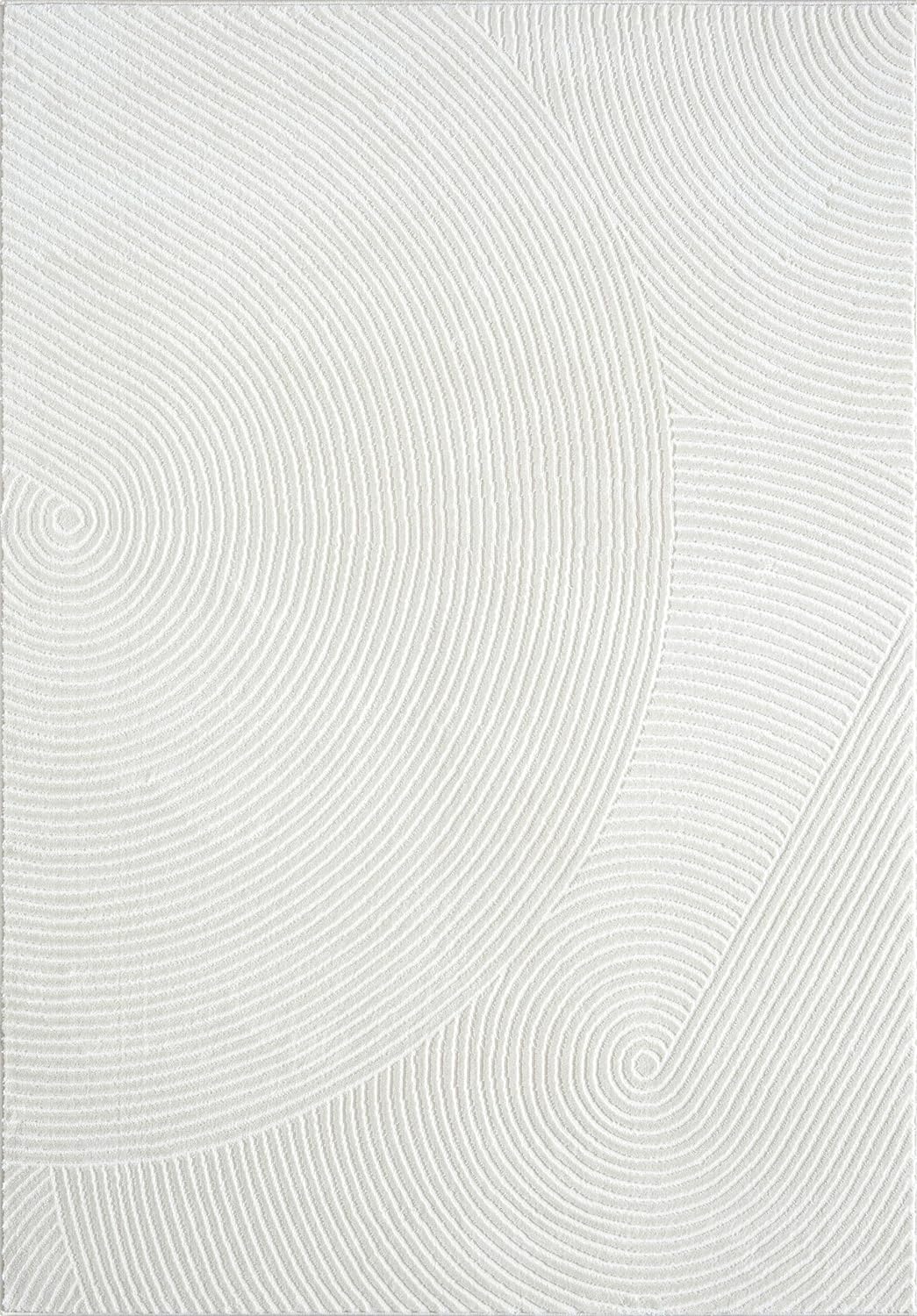 Neutral Cream Area Rug 10' x 14' | White Luxury Zen Carpet | Minimalist Ivory Rugs for Bedroom, Living Room and Dining