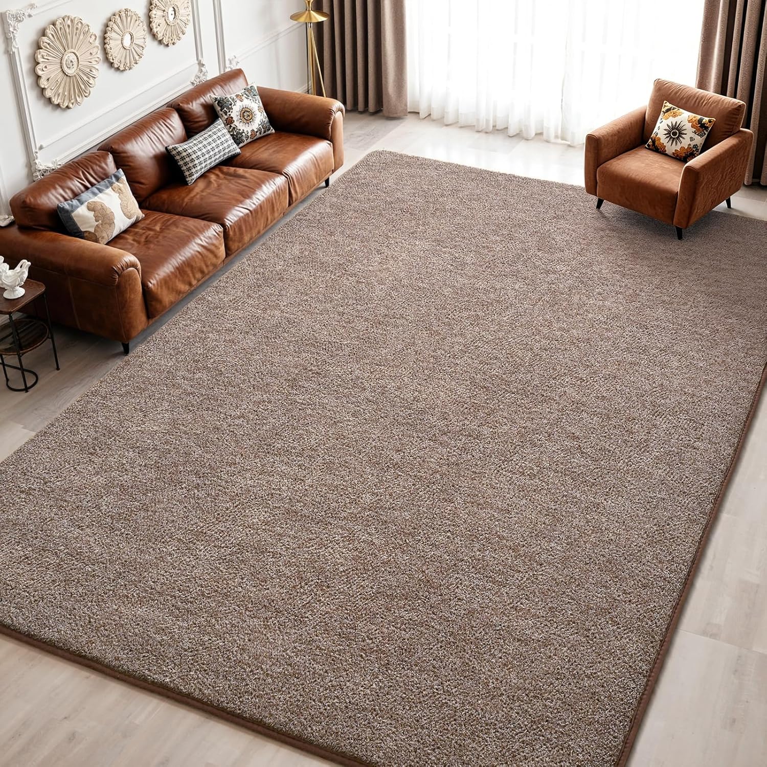 4x6 Area Rugs for Living Room, Soft Modern Memory Foam Bedroom Rug Washable Indoor Rug Low Pile Minimalist Non Slip Carpet for Kids Nursery Dorm Room Home Decor Brown and White