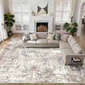10x14Ft Area Rugs Living Room: Washable Large Abstract Modern Soft Rug Stain Resistant Indoor Floor Non Slip Accent Carpet for Bedroom Nursery Playroom Office Dining Room Dorm Home- Brown