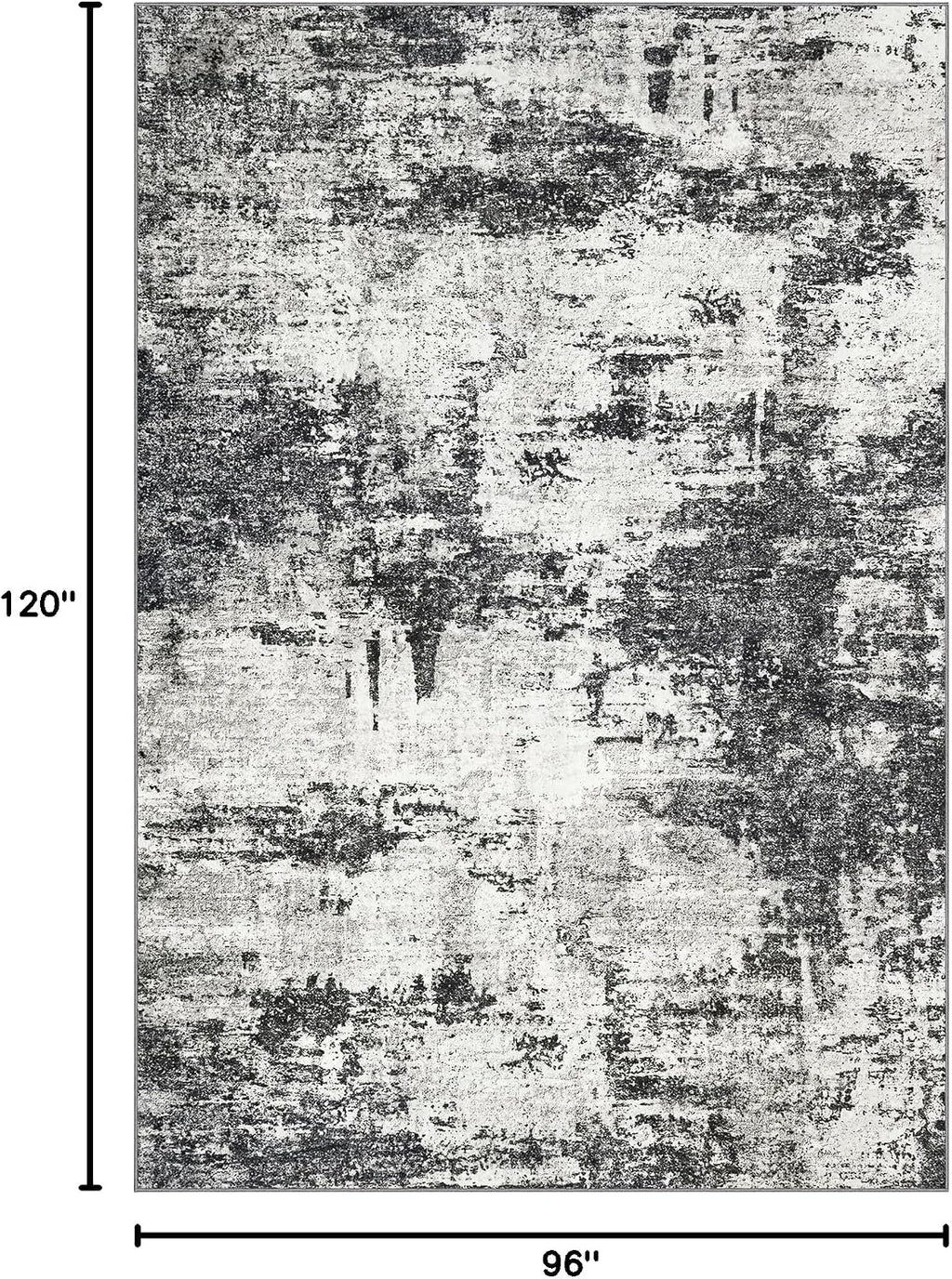 8x10 Area Rugs for Living Room: Abstract Washable Rug with Anti-Slip Backing Non-Shedding Stain-Resistant Soft Modern Large Carpet for Bedroom Dining Room Farmhouse Nursery Home Office Black