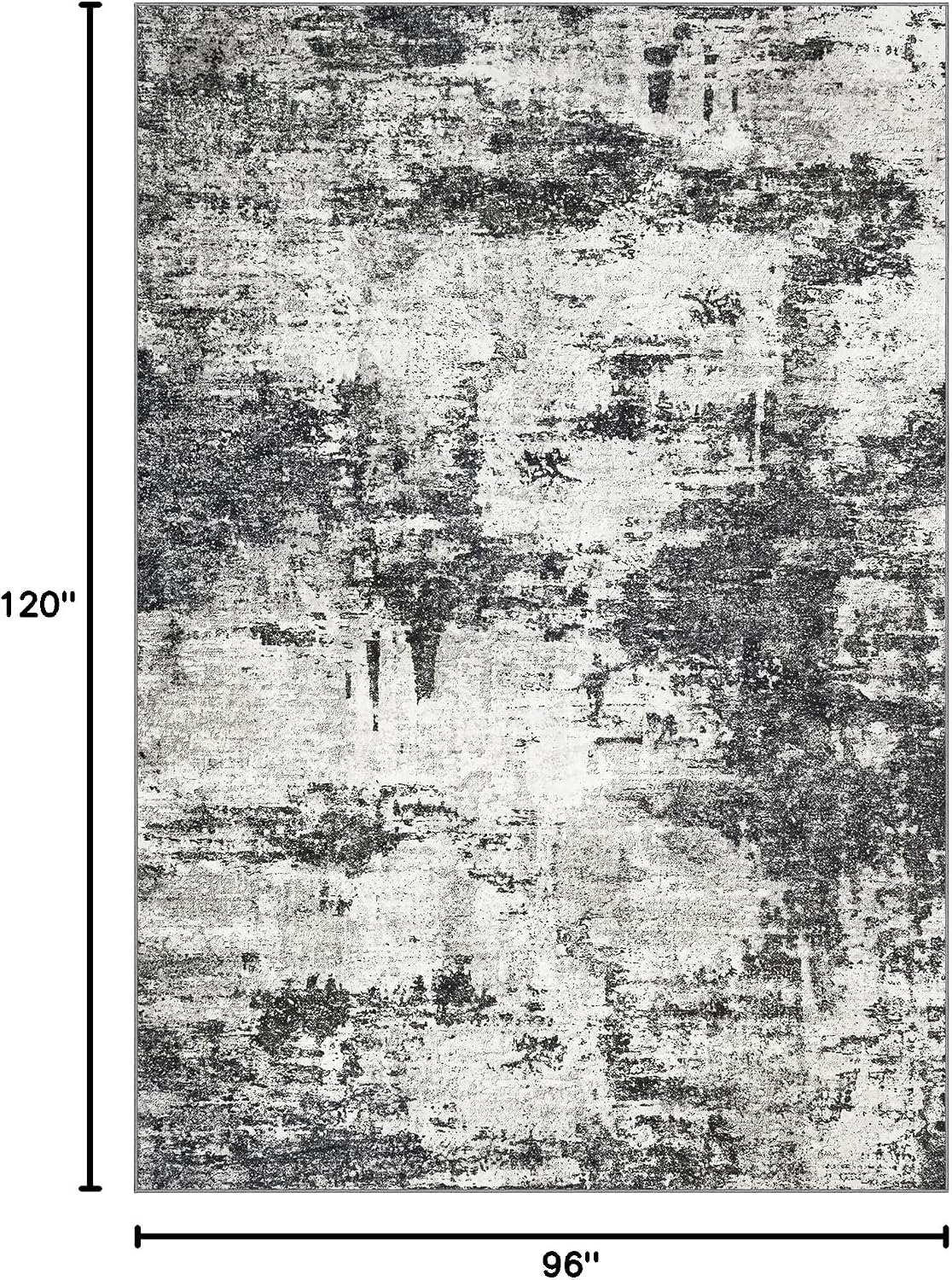 8x10 Area Rugs for Living Room: Abstract Washable Rug with Anti-Slip Backing Non-Shedding Stain-Resistant Soft Modern Large Carpet for Bedroom Dining Room Farmhouse Nursery Home Office Black
