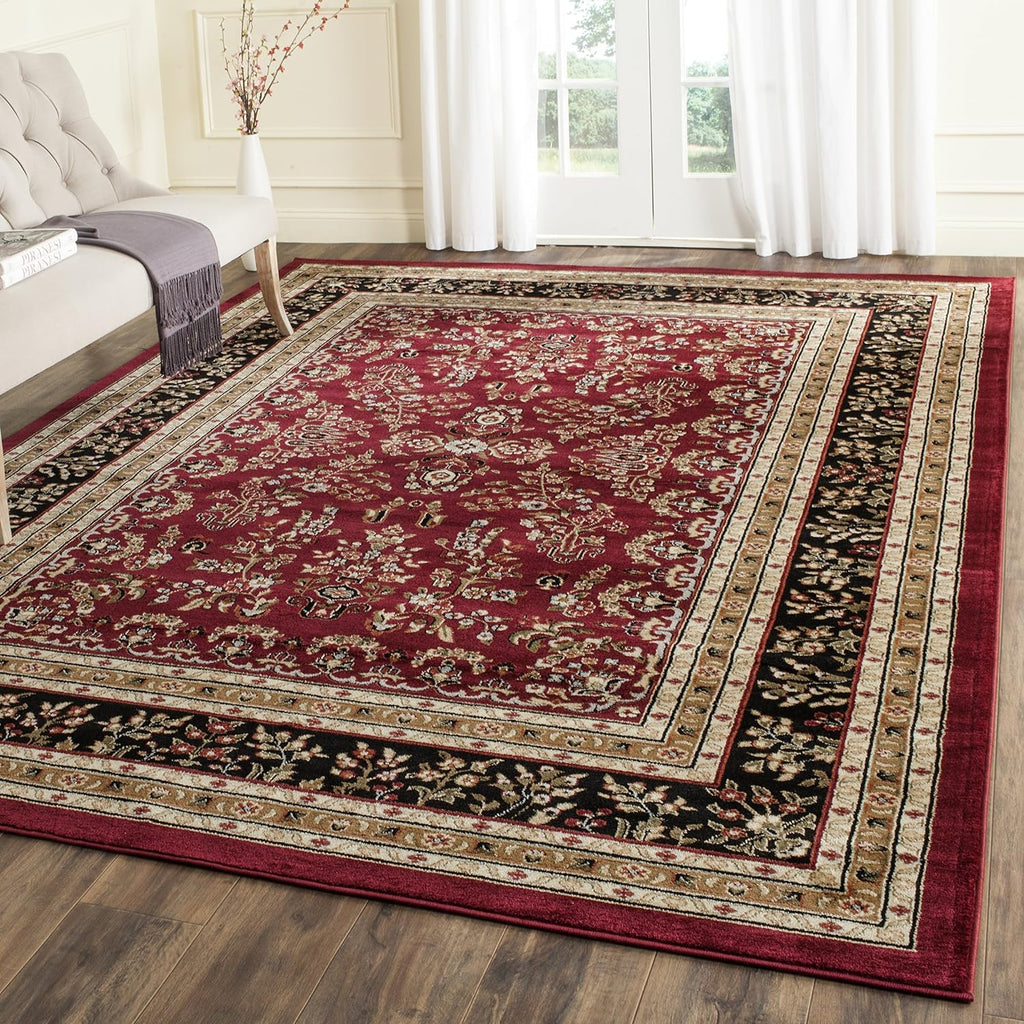 Area Rug 9x12 - Lyndhurst Collection - Large - Red & Black, Traditional Oriental Design, Non-Shedding & Easy to Clean, Ideal for Living Room, Bedroom, Dining Space (LNH331B)